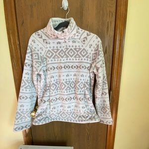 Furry Eddie Bauer Jacket & Coat  Women's White and Tan Sweatshirt